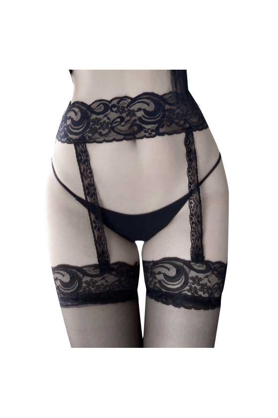 Bas avec dentelle et ceinture