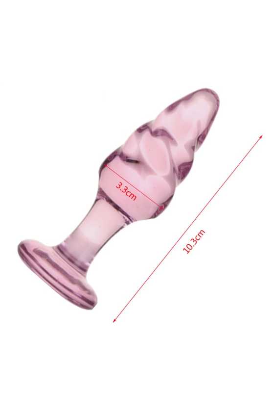 Plug Anal en Verre Rose Torsadé – 10,3 cm, diamètre 3,3 cm